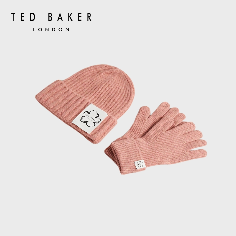 【经典木兰花】TED BAKER 2022新品 女士帽子手套组合装 260615 浅粉色 O/S