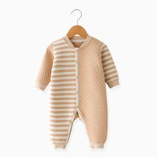 连体衣 天然彩棉婴儿服装 无荧光剂婴儿连身衣 宝宝空气层闭裆连体衣